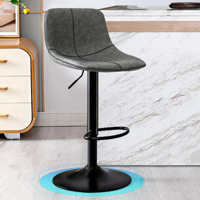 Modern Rotatable Backrest Counter Stool Steel Study Bar Stool with Leather Cushion Light Gray 1 Piece Clearhalo 'Bar Furniture' 'Bar Stools' 'bar_stools' 'furn' 'furn_bar_stools' 'furniture_bar_stools' 'Kitchen & Dining Furniture' 'kitchen&dining_furn' 'kitchen' 'kitchen_furn' Furniture' 4664491
