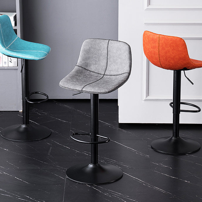 Modern Rotatable Backrest Counter Stool Steel Study Bar Stool with Leather Cushion Clearhalo 'Bar Furniture' 'Bar Stools' 'bar_stools' 'furn' 'furn_bar_stools' 'furniture_bar_stools' 'Kitchen & Dining Furniture' 'kitchen&dining_furn' 'kitchen' 'kitchen_furn' Furniture' 4664492