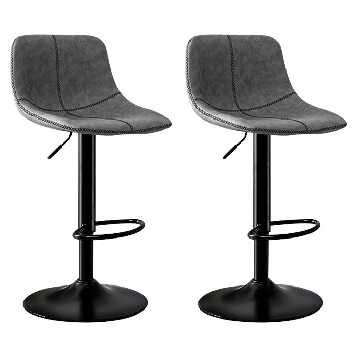 Modern Rotatable Backrest Counter Stool Steel Study Bar Stool with Leather Cushion Light Gray 2 Piece Set Clearhalo 'Bar Furniture' 'Bar Stools' 'bar_stools' 'furn' 'furn_bar_stools' 'furniture_bar_stools' 'Kitchen & Dining Furniture' 'kitchen&dining_furn' 'kitchen' 'kitchen_furn' Furniture' 4664494