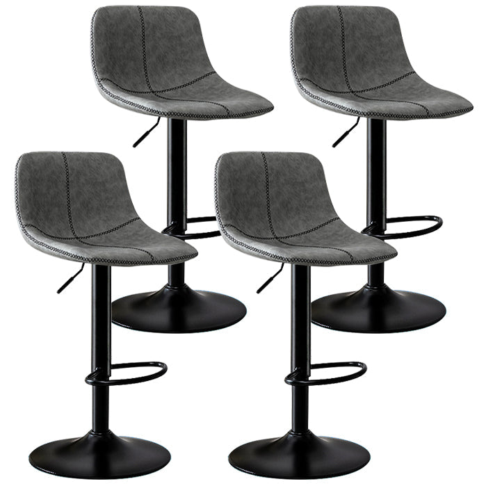 Modern Rotatable Backrest Counter Stool Steel Study Bar Stool with Leather Cushion Light Gray 4 Piece Set Clearhalo 'Bar Furniture' 'Bar Stools' 'bar_stools' 'furn' 'furn_bar_stools' 'furniture_bar_stools' 'Kitchen & Dining Furniture' 'kitchen&dining_furn' 'kitchen' 'kitchen_furn' Furniture' 4664496