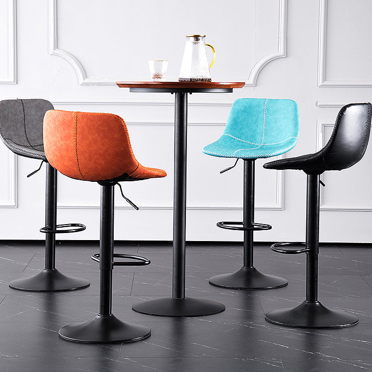 Modern Rotatable Backrest Counter Stool Steel Study Bar Stool with Leather Cushion Clearhalo 'Bar Furniture' 'Bar Stools' 'bar_stools' 'furn' 'furn_bar_stools' 'furniture_bar_stools' 'Kitchen & Dining Furniture' 'kitchen&dining_furn' 'kitchen' 'kitchen_furn' Furniture' 4664497