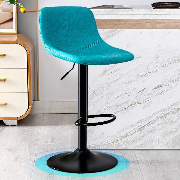 Modern Rotatable Backrest Counter Stool Steel Study Bar Stool with Leather Cushion Blue 1 Piece Clearhalo 'Bar Furniture' 'Bar Stools' 'bar_stools' 'furn' 'furn_bar_stools' 'furniture_bar_stools' 'Kitchen & Dining Furniture' 'kitchen&dining_furn' 'kitchen' 'kitchen_furn' Furniture' 4664498