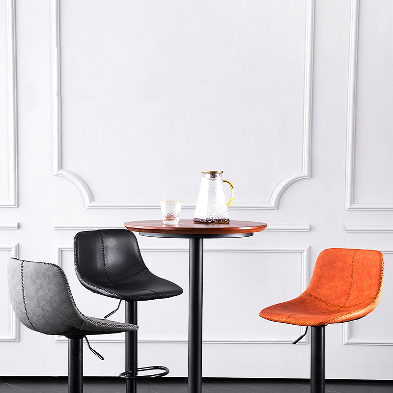 Modern Rotatable Backrest Counter Stool Steel Study Bar Stool with Leather Cushion Clearhalo 'Bar Furniture' 'Bar Stools' 'bar_stools' 'furn' 'furn_bar_stools' 'furniture_bar_stools' 'Kitchen & Dining Furniture' 'kitchen&dining_furn' 'kitchen' 'kitchen_furn' Furniture' 4664499