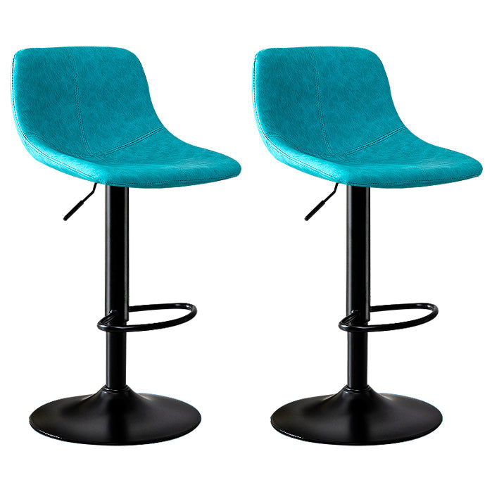 Modern Rotatable Backrest Counter Stool Steel Study Bar Stool with Leather Cushion Blue 2 Piece Set Clearhalo 'Bar Furniture' 'Bar Stools' 'bar_stools' 'furn' 'furn_bar_stools' 'furniture_bar_stools' 'Kitchen & Dining Furniture' 'kitchen&dining_furn' 'kitchen' 'kitchen_furn' Furniture' 4664500