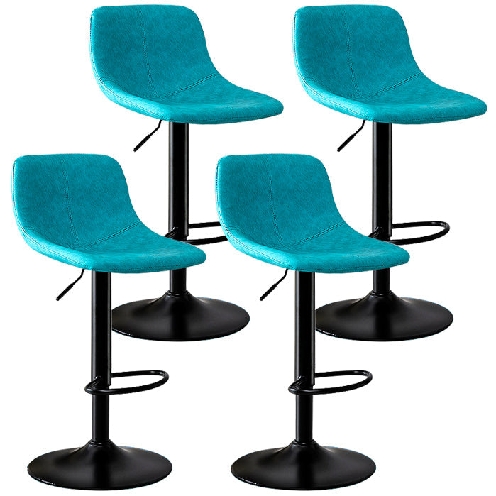 Modern Rotatable Backrest Counter Stool Steel Study Bar Stool with Leather Cushion Blue 4 Piece Set Clearhalo 'Bar Furniture' 'Bar Stools' 'bar_stools' 'furn' 'furn_bar_stools' 'furniture_bar_stools' 'Kitchen & Dining Furniture' 'kitchen&dining_furn' 'kitchen' 'kitchen_furn' Furniture' 4664501
