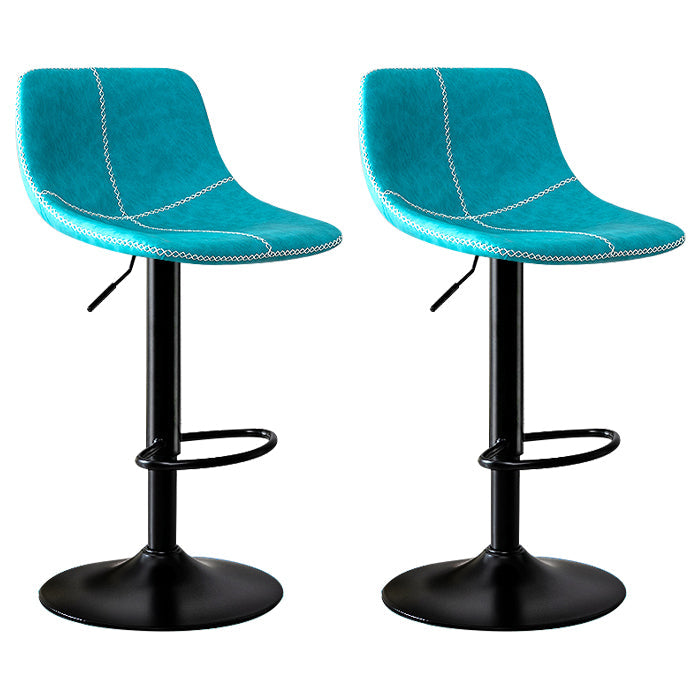 Modern Rotatable Backrest Counter Stool Steel Study Bar Stool with Leather Cushion Light Blue 2 Piece Set Clearhalo 'Bar Furniture' 'Bar Stools' 'bar_stools' 'furn' 'furn_bar_stools' 'furniture_bar_stools' 'Kitchen & Dining Furniture' 'kitchen&dining_furn' 'kitchen' 'kitchen_furn' Furniture' 4664503