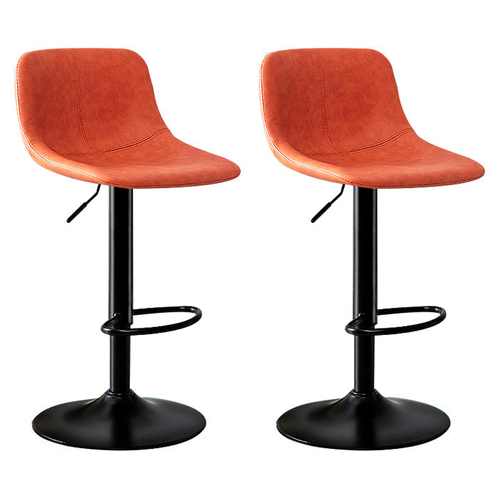 Modern Rotatable Backrest Counter Stool Steel Study Bar Stool with Leather Cushion Orange 2 Piece Set Clearhalo 'Bar Furniture' 'Bar Stools' 'bar_stools' 'furn' 'furn_bar_stools' 'furniture_bar_stools' 'Kitchen & Dining Furniture' 'kitchen&dining_furn' 'kitchen' 'kitchen_furn' Furniture' 4664506