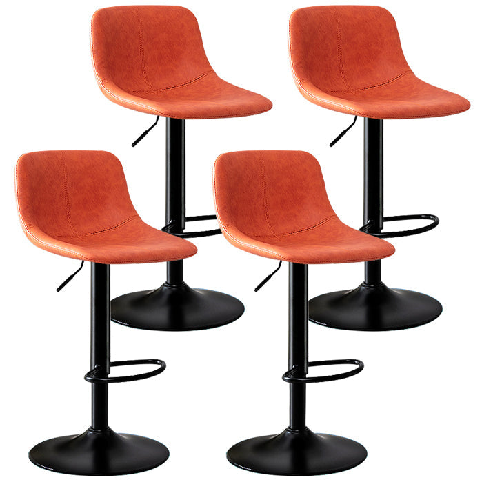 Modern Rotatable Backrest Counter Stool Steel Study Bar Stool with Leather Cushion Orange 4 Piece Set Clearhalo 'Bar Furniture' 'Bar Stools' 'bar_stools' 'furn' 'furn_bar_stools' 'furniture_bar_stools' 'Kitchen & Dining Furniture' 'kitchen&dining_furn' 'kitchen' 'kitchen_furn' Furniture' 4664507