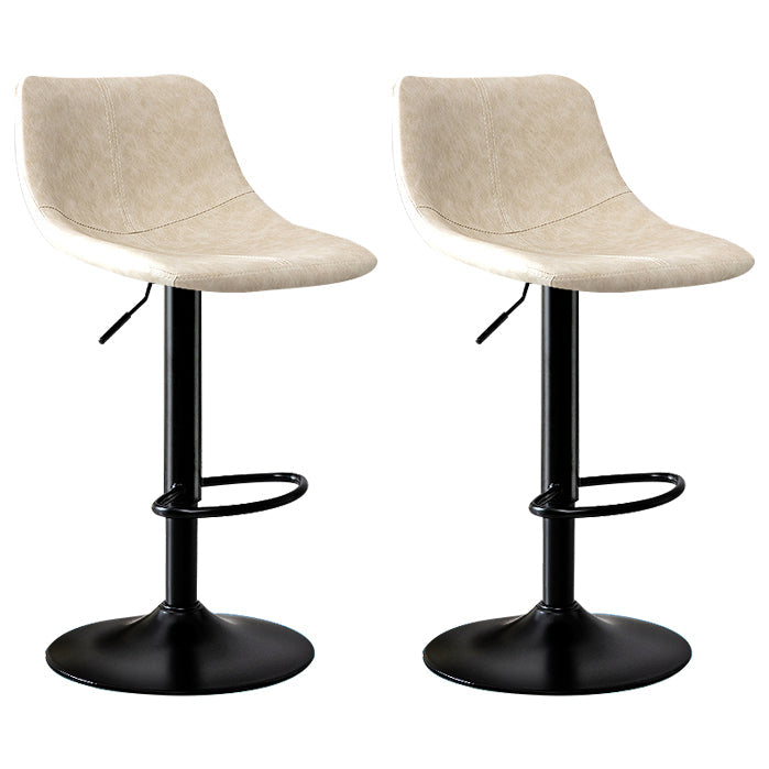 Modern Rotatable Backrest Counter Stool Steel Study Bar Stool with Leather Cushion Off-White 2 Piece Set Clearhalo 'Bar Furniture' 'Bar Stools' 'bar_stools' 'furn' 'furn_bar_stools' 'furniture_bar_stools' 'Kitchen & Dining Furniture' 'kitchen&dining_furn' 'kitchen' 'kitchen_furn' Furniture' 4664512