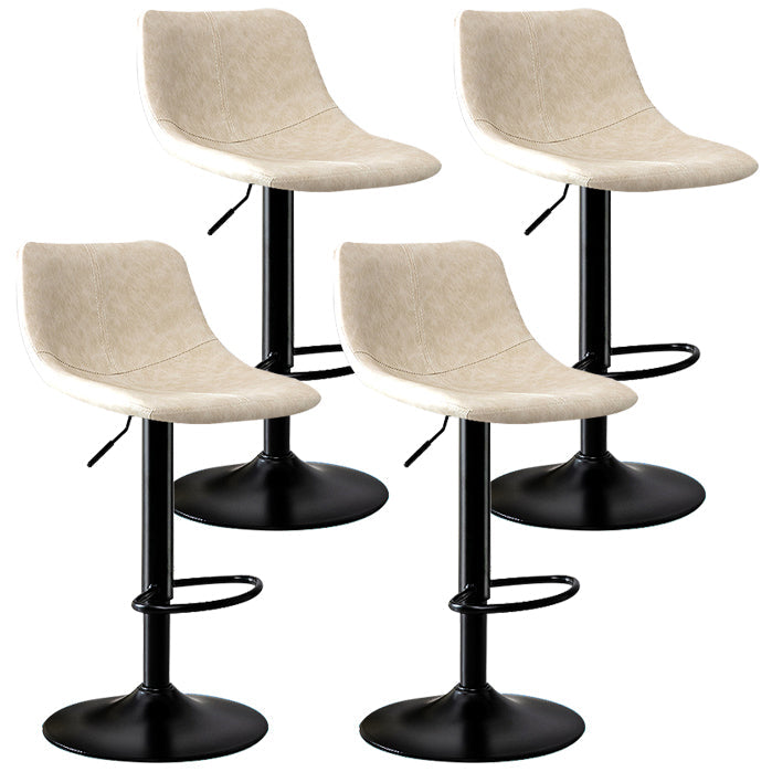 Modern Rotatable Backrest Counter Stool Steel Study Bar Stool with Leather Cushion Off-White 4 Piece Set Clearhalo 'Bar Furniture' 'Bar Stools' 'bar_stools' 'furn' 'furn_bar_stools' 'furniture_bar_stools' 'Kitchen & Dining Furniture' 'kitchen&dining_furn' 'kitchen' 'kitchen_furn' Furniture' 4664513