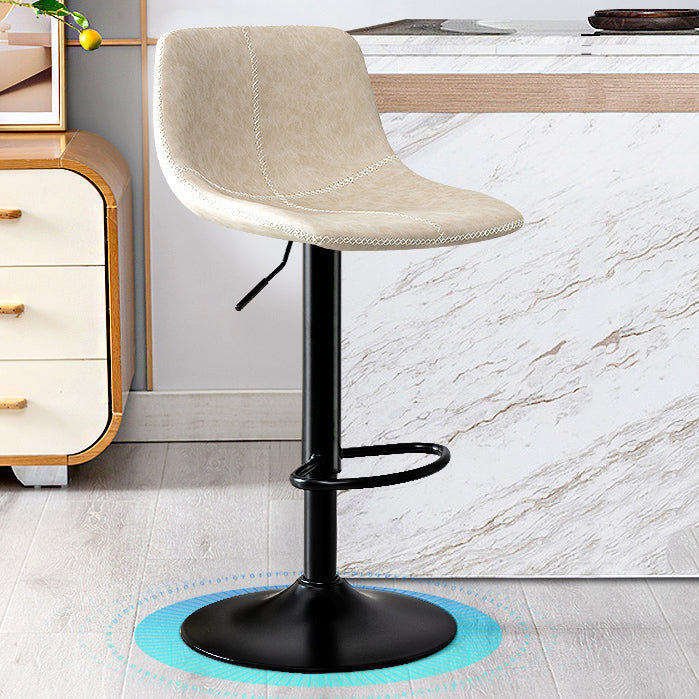 Modern Rotatable Backrest Counter Stool Steel Study Bar Stool with Leather Cushion White 1 Piece Clearhalo 'Bar Furniture' 'Bar Stools' 'bar_stools' 'furn' 'furn_bar_stools' 'furniture_bar_stools' 'Kitchen & Dining Furniture' 'kitchen&dining_furn' 'kitchen' 'kitchen_furn' Furniture' 4664514