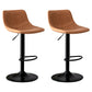 Modern Rotatable Backrest Counter Stool Steel Study Bar Stool with Leather Cushion Brown 2 Piece Set Clearhalo 'Bar Furniture' 'Bar Stools' 'bar_stools' 'furn' 'furn_bar_stools' 'furniture_bar_stools' 'Kitchen & Dining Furniture' 'kitchen&dining_furn' 'kitchen' 'kitchen_furn' Furniture' 4664518