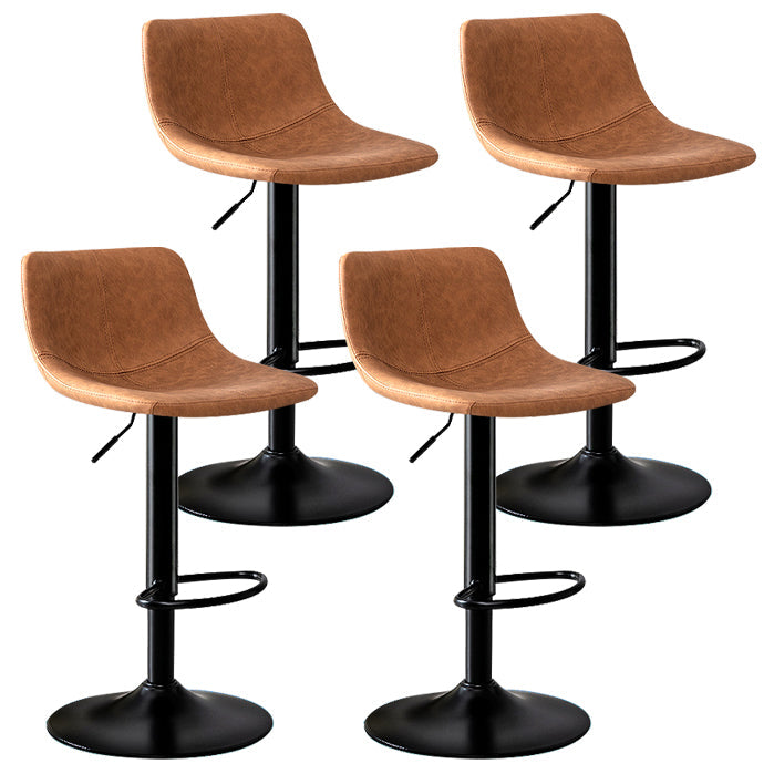 Modern Rotatable Backrest Counter Stool Steel Study Bar Stool with Leather Cushion Brown 4 Piece Set Clearhalo 'Bar Furniture' 'Bar Stools' 'bar_stools' 'furn' 'furn_bar_stools' 'furniture_bar_stools' 'Kitchen & Dining Furniture' 'kitchen&dining_furn' 'kitchen' 'kitchen_furn' Furniture' 4664519