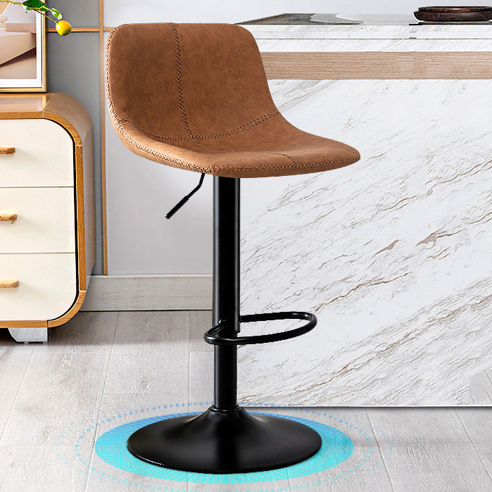 Modern Rotatable Backrest Counter Stool Steel Study Bar Stool with Leather Cushion Light Brown 1 Piece Clearhalo 'Bar Furniture' 'Bar Stools' 'bar_stools' 'furn' 'furn_bar_stools' 'furniture_bar_stools' 'Kitchen & Dining Furniture' 'kitchen&dining_furn' 'kitchen' 'kitchen_furn' Furniture' 4664520