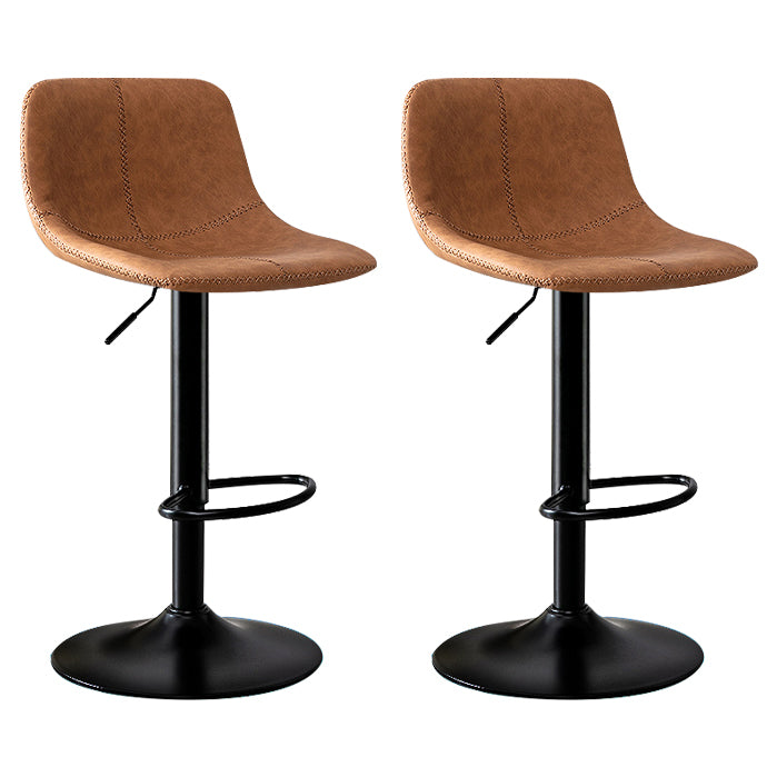 Modern Rotatable Backrest Counter Stool Steel Study Bar Stool with Leather Cushion Light Brown 2 Piece Set Clearhalo 'Bar Furniture' 'Bar Stools' 'bar_stools' 'furn' 'furn_bar_stools' 'furniture_bar_stools' 'Kitchen & Dining Furniture' 'kitchen&dining_furn' 'kitchen' 'kitchen_furn' Furniture' 4664521
