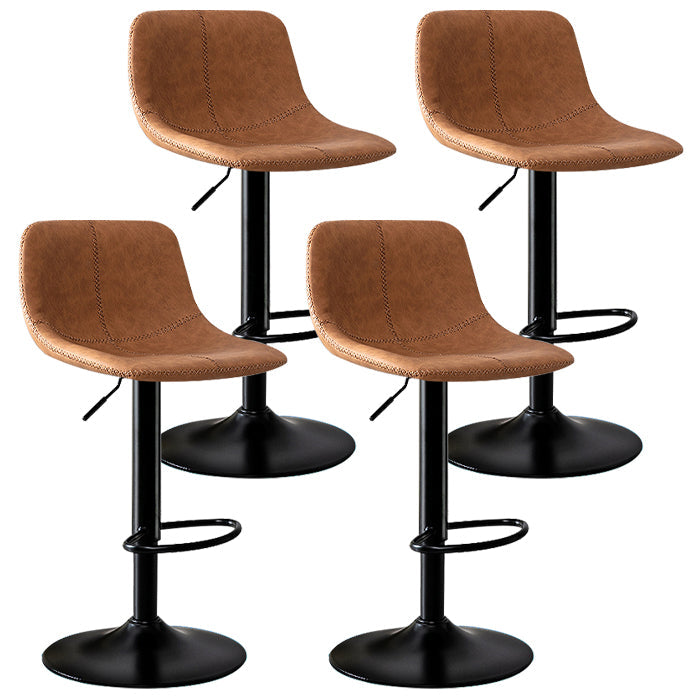 Modern Rotatable Backrest Counter Stool Steel Study Bar Stool with Leather Cushion Light Brown 4 Piece Set Clearhalo 'Bar Furniture' 'Bar Stools' 'bar_stools' 'furn' 'furn_bar_stools' 'furniture_bar_stools' 'Kitchen & Dining Furniture' 'kitchen&dining_furn' 'kitchen' 'kitchen_furn' Furniture' 4664522