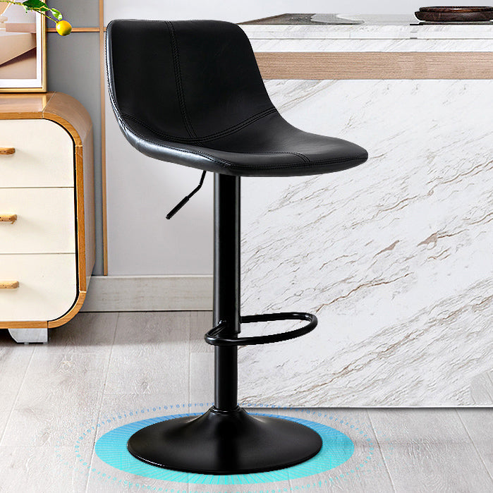 Modern Rotatable Backrest Counter Stool Steel Study Bar Stool with Leather Cushion Black 1 Piece Clearhalo 'Bar Furniture' 'Bar Stools' 'bar_stools' 'furn' 'furn_bar_stools' 'furniture_bar_stools' 'Kitchen & Dining Furniture' 'kitchen&dining_furn' 'kitchen' 'kitchen_furn' Furniture' 4664523
