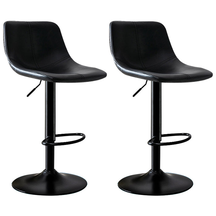 Modern Rotatable Backrest Counter Stool Steel Study Bar Stool with Leather Cushion Black 2 Piece Set Clearhalo 'Bar Furniture' 'Bar Stools' 'bar_stools' 'furn' 'furn_bar_stools' 'furniture_bar_stools' 'Kitchen & Dining Furniture' 'kitchen&dining_furn' 'kitchen' 'kitchen_furn' Furniture' 4664524