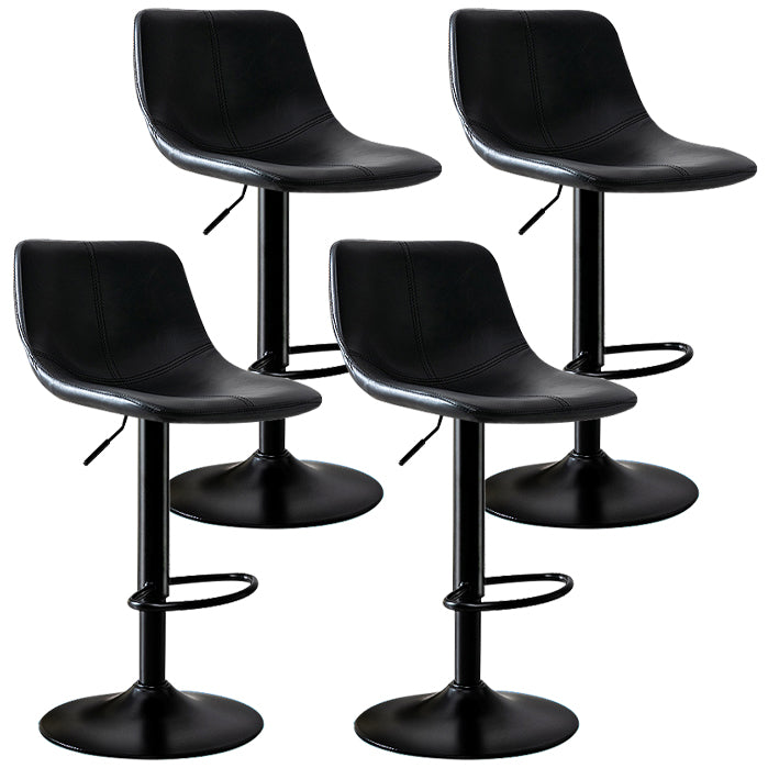 Modern Rotatable Backrest Counter Stool Steel Study Bar Stool with Leather Cushion Black 4 Piece Set Clearhalo 'Bar Furniture' 'Bar Stools' 'bar_stools' 'furn' 'furn_bar_stools' 'furniture_bar_stools' 'Kitchen & Dining Furniture' 'kitchen&dining_furn' 'kitchen' 'kitchen_furn' Furniture' 4664525