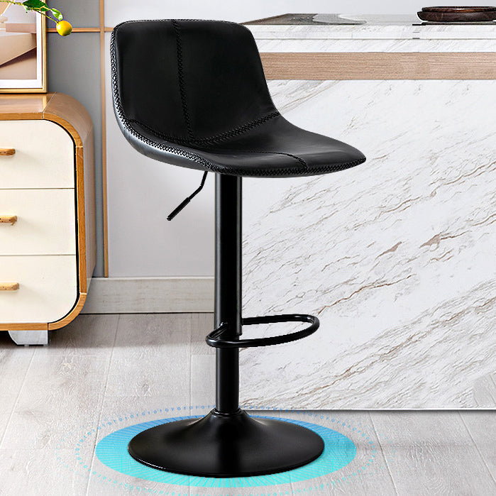 Modern Rotatable Backrest Counter Stool Steel Study Bar Stool with Leather Cushion Gloss Black 1 Piece Clearhalo 'Bar Furniture' 'Bar Stools' 'bar_stools' 'furn' 'furn_bar_stools' 'furniture_bar_stools' 'Kitchen & Dining Furniture' 'kitchen&dining_furn' 'kitchen' 'kitchen_furn' Furniture' 4664526