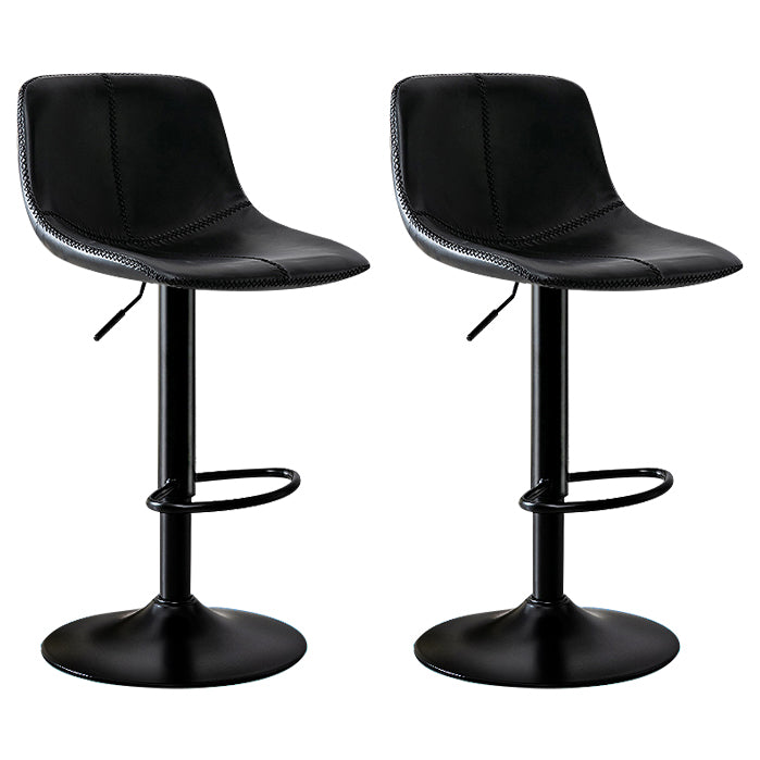 Modern Rotatable Backrest Counter Stool Steel Study Bar Stool with Leather Cushion Gloss Black 2 Piece Set Clearhalo 'Bar Furniture' 'Bar Stools' 'bar_stools' 'furn' 'furn_bar_stools' 'furniture_bar_stools' 'Kitchen & Dining Furniture' 'kitchen&dining_furn' 'kitchen' 'kitchen_furn' Furniture' 4664527