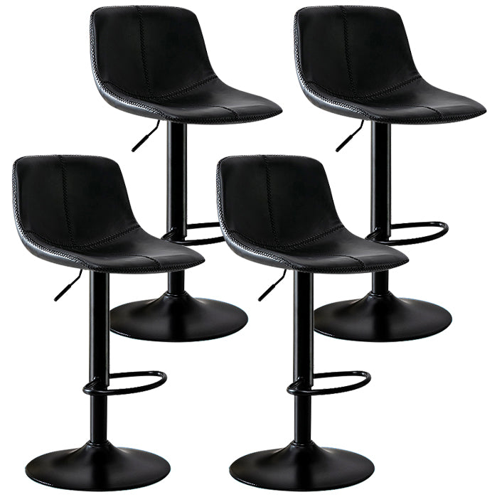 Modern Rotatable Backrest Counter Stool Steel Study Bar Stool with Leather Cushion Gloss Black 4 Piece Set Clearhalo 'Bar Furniture' 'Bar Stools' 'bar_stools' 'furn' 'furn_bar_stools' 'furniture_bar_stools' 'Kitchen & Dining Furniture' 'kitchen&dining_furn' 'kitchen' 'kitchen_furn' Furniture' 4664528