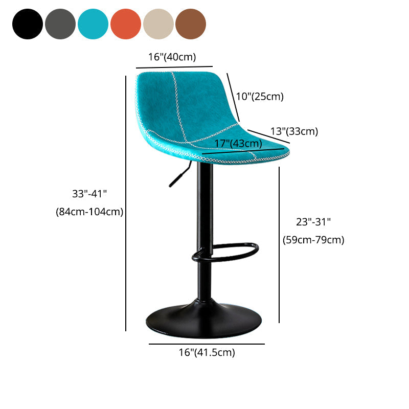 Modern Rotatable Backrest Counter Stool Steel Study Bar Stool with Leather Cushion Clearhalo 'Bar Furniture' 'Bar Stools' 'bar_stools' 'furn' 'furn_bar_stools' 'furniture_bar_stools' 'Kitchen & Dining Furniture' 'kitchen&dining_furn' 'kitchen' 'kitchen_furn' Furniture' 4664530