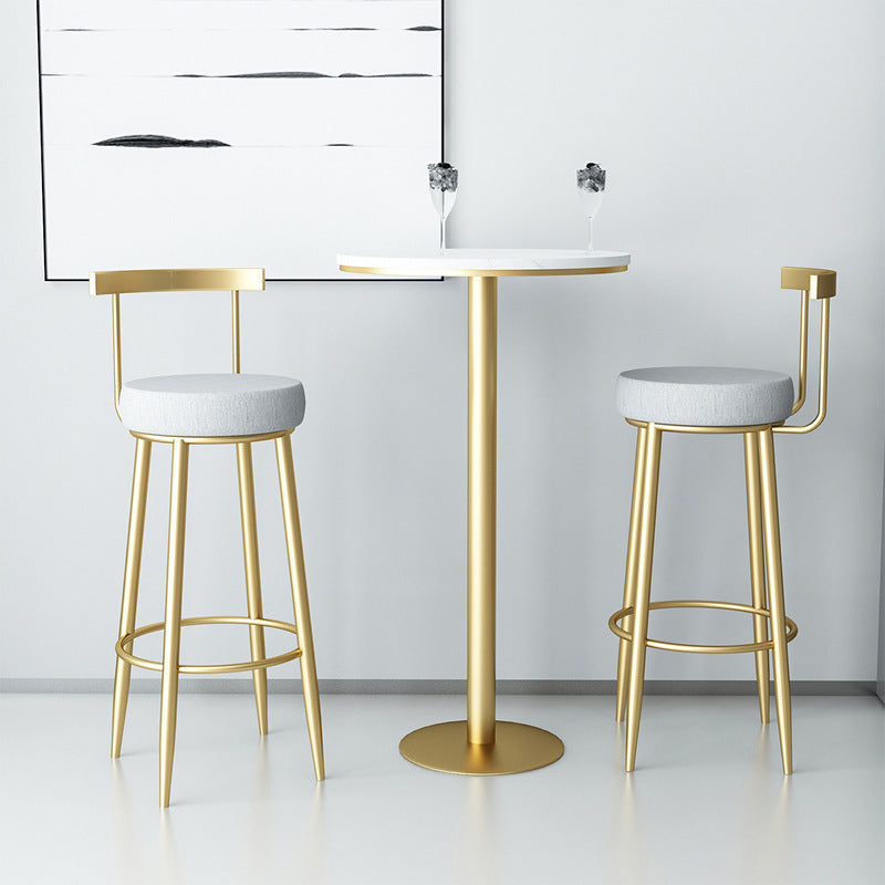 Glam Style Bar-stool with Footrest Metal Legs Low Back for Kitchen Bar Clearhalo 'Bar Furniture' 'Bar Stools' 'bar_stools' 'furn' 'furn_bar_stools' 'furniture_bar_stools' 'Kitchen & Dining Furniture' 'kitchen&dining_furn' 'kitchen' 'kitchen_furn' Furniture' 4664582