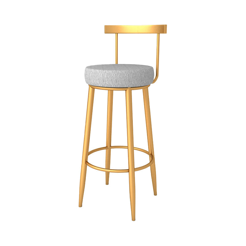 Glam Style Bar-stool with Footrest Metal Legs Low Back for Kitchen Bar 1 Piece Bar Stool(30"H) Clearhalo 'Bar Furniture' 'Bar Stools' 'bar_stools' 'furn' 'furn_bar_stools' 'furniture_bar_stools' 'Kitchen & Dining Furniture' 'kitchen&dining_furn' 'kitchen' 'kitchen_furn' Furniture' 4664585