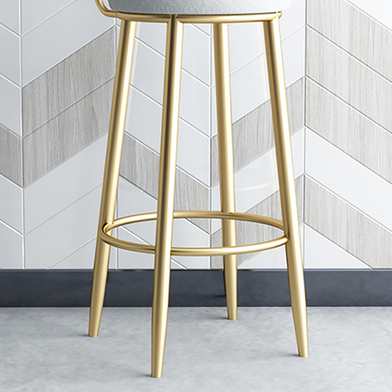 Glam Style Bar-stool with Footrest Metal Legs Low Back for Kitchen Bar Clearhalo 'Bar Furniture' 'Bar Stools' 'bar_stools' 'furn' 'furn_bar_stools' 'furniture_bar_stools' 'Kitchen & Dining Furniture' 'kitchen&dining_furn' 'kitchen' 'kitchen_furn' Furniture' 4664592