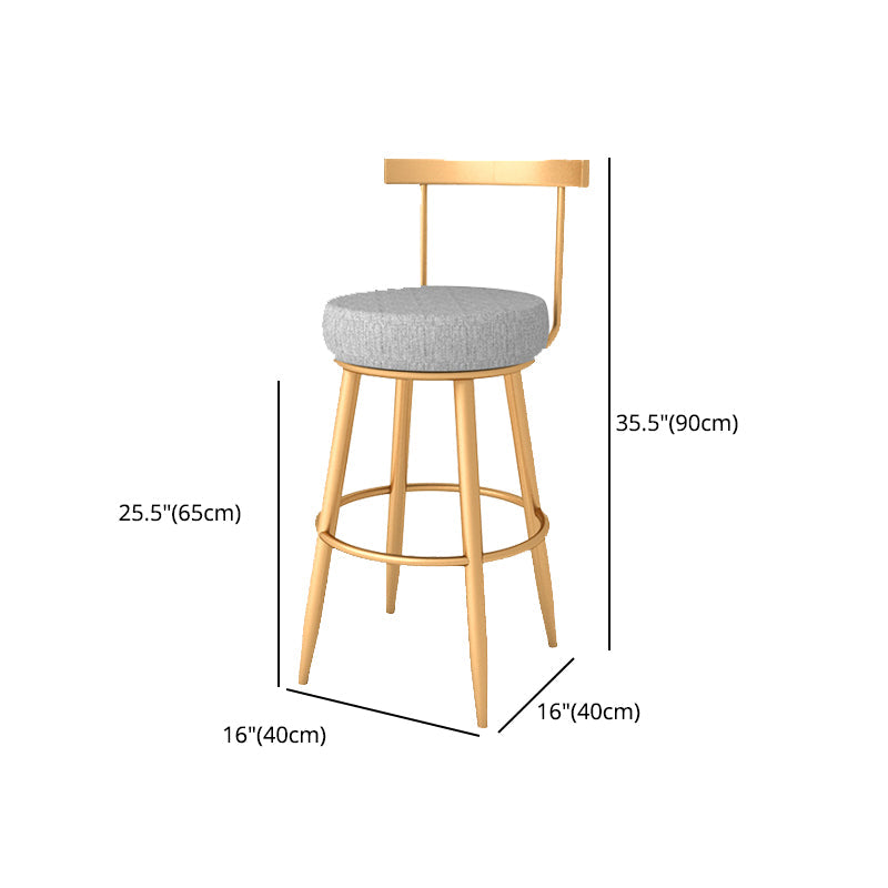 Glam Style Bar-stool with Footrest Metal Legs Low Back for Kitchen Bar Clearhalo 'Bar Furniture' 'Bar Stools' 'bar_stools' 'furn' 'furn_bar_stools' 'furniture_bar_stools' 'Kitchen & Dining Furniture' 'kitchen&dining_furn' 'kitchen' 'kitchen_furn' Furniture' 4664601