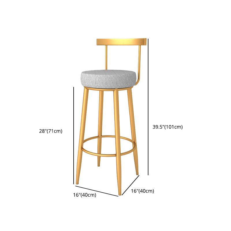 Glam Style Bar-stool with Footrest Metal Legs Low Back for Kitchen Bar Clearhalo 'Bar Furniture' 'Bar Stools' 'bar_stools' 'furn' 'furn_bar_stools' 'furniture_bar_stools' 'Kitchen & Dining Furniture' 'kitchen&dining_furn' 'kitchen' 'kitchen_furn' Furniture' 4664602