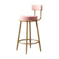 Glam Style Bar-stool with Iron Legs Footrest Low Back Round Seat for Kitchen Bar Pink 1 Piece Clearhalo 'Bar Furniture' 'Bar Stools' 'bar_stools' 'furn' 'furn_bar_stools' 'furniture_bar_stools' 'Kitchen & Dining Furniture' 'kitchen&dining_furn' 'kitchen' 'kitchen_furn' Furniture' 4664663