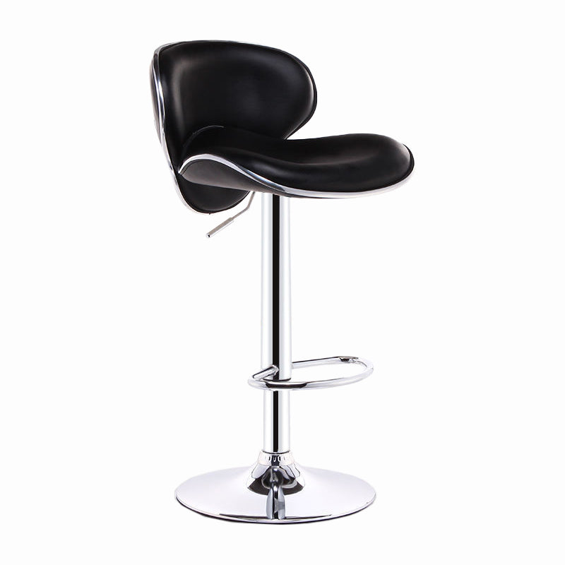 Modern Style Bar-stool with Adjustable Height Low Back Footrest Swivel for Counter Bar Black 1 Piece Clearhalo 'Bar Furniture' 'Bar Stools' 'bar_stools' 'furn' 'furn_bar_stools' 'furniture_bar_stools' 'Kitchen & Dining Furniture' 'kitchen&dining_furn' 'kitchen' 'kitchen_furn' Furniture' 4664675