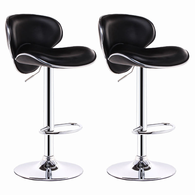 Modern Style Bar-stool with Adjustable Height Low Back Footrest Swivel for Counter Bar Black 2 Piece Set Clearhalo 'Bar Furniture' 'Bar Stools' 'bar_stools' 'furn' 'furn_bar_stools' 'furniture_bar_stools' 'Kitchen & Dining Furniture' 'kitchen&dining_furn' 'kitchen' 'kitchen_furn' Furniture' 4664676