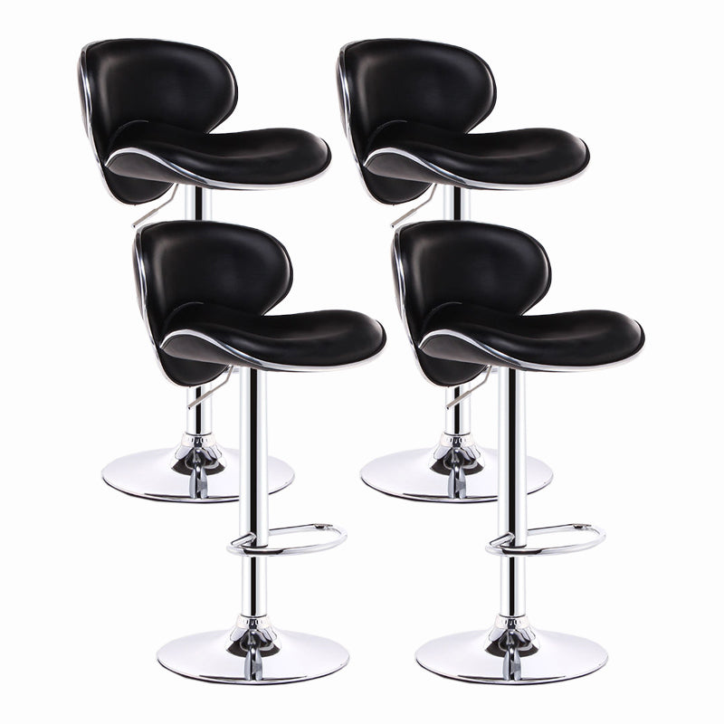 Modern Style Bar-stool with Adjustable Height Low Back Footrest Swivel for Counter Bar Black 4 Piece Set Clearhalo 'Bar Furniture' 'Bar Stools' 'bar_stools' 'furn' 'furn_bar_stools' 'furniture_bar_stools' 'Kitchen & Dining Furniture' 'kitchen&dining_furn' 'kitchen' 'kitchen_furn' Furniture' 4664678
