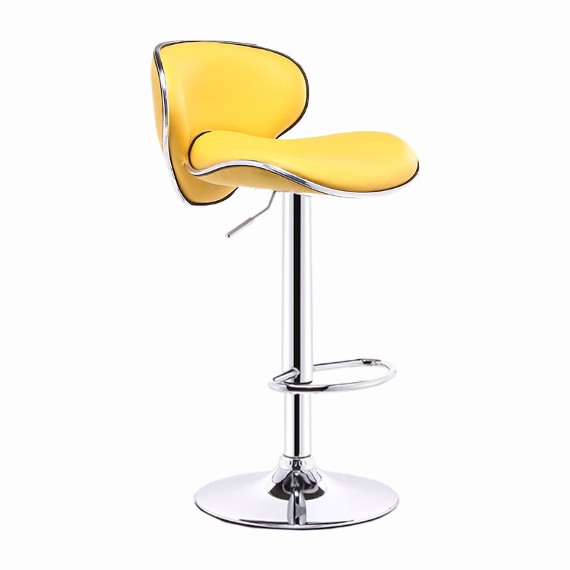 Modern Style Bar-stool with Adjustable Height Low Back Footrest Swivel for Counter Bar Yellow 1 Piece Clearhalo 'Bar Furniture' 'Bar Stools' 'bar_stools' 'furn' 'furn_bar_stools' 'furniture_bar_stools' 'Kitchen & Dining Furniture' 'kitchen&dining_furn' 'kitchen' 'kitchen_furn' Furniture' 4664686