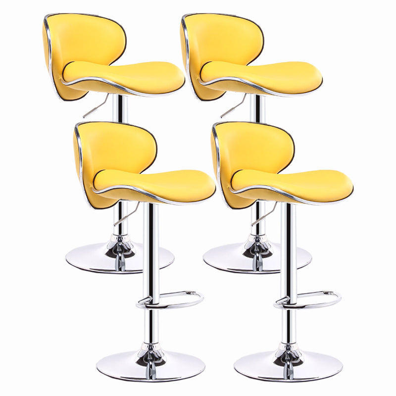 Modern Style Bar-stool with Adjustable Height Low Back Footrest Swivel for Counter Bar Yellow 4 Piece Set Clearhalo 'Bar Furniture' 'Bar Stools' 'bar_stools' 'furn' 'furn_bar_stools' 'furniture_bar_stools' 'Kitchen & Dining Furniture' 'kitchen&dining_furn' 'kitchen' 'kitchen_furn' Furniture' 4664690