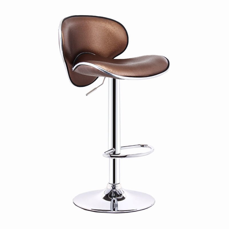 Modern Style Bar-stool with Adjustable Height Low Back Footrest Swivel for Counter Bar Chocolate 1 Piece Clearhalo 'Bar Furniture' 'Bar Stools' 'bar_stools' 'furn' 'furn_bar_stools' 'furniture_bar_stools' 'Kitchen & Dining Furniture' 'kitchen&dining_furn' 'kitchen' 'kitchen_furn' Furniture' 4664693