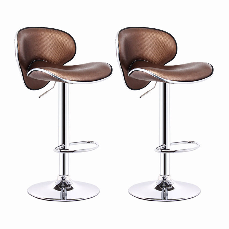 Modern Style Bar-stool with Adjustable Height Low Back Footrest Swivel for Counter Bar Chocolate 2 Piece Set Clearhalo 'Bar Furniture' 'Bar Stools' 'bar_stools' 'furn' 'furn_bar_stools' 'furniture_bar_stools' 'Kitchen & Dining Furniture' 'kitchen&dining_furn' 'kitchen' 'kitchen_furn' Furniture' 4664694