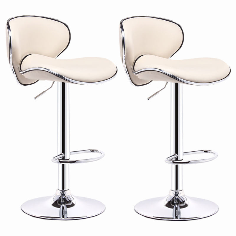 Modern Style Bar-stool with Adjustable Height Low Back Footrest Swivel for Counter Bar Light Beige 2 Piece Set Clearhalo 'Bar Furniture' 'Bar Stools' 'bar_stools' 'furn' 'furn_bar_stools' 'furniture_bar_stools' 'Kitchen & Dining Furniture' 'kitchen&dining_furn' 'kitchen' 'kitchen_furn' Furniture' 4664697