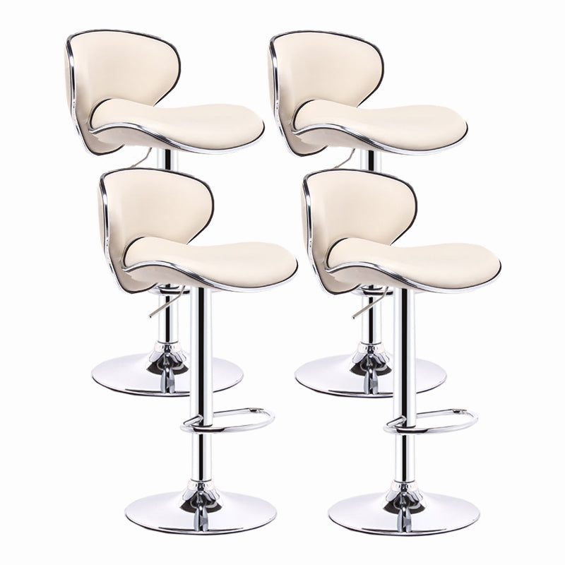 Modern Style Bar-stool with Adjustable Height Low Back Footrest Swivel for Counter Bar Light Beige 4 Piece Set Clearhalo 'Bar Furniture' 'Bar Stools' 'bar_stools' 'furn' 'furn_bar_stools' 'furniture_bar_stools' 'Kitchen & Dining Furniture' 'kitchen&dining_furn' 'kitchen' 'kitchen_furn' Furniture' 4664698