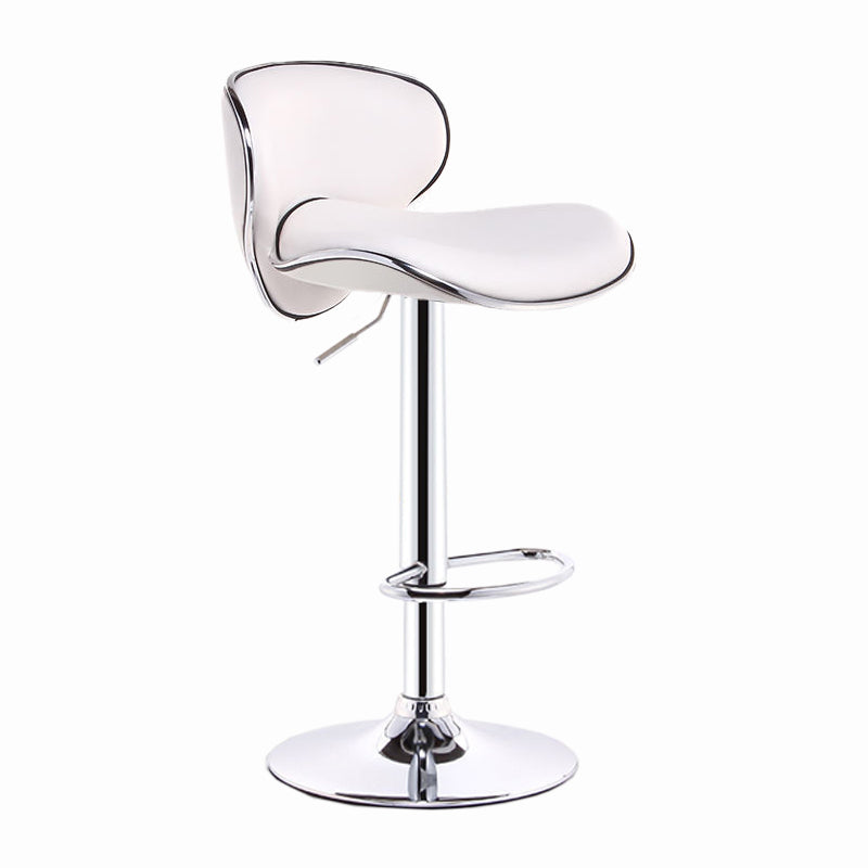 Modern Style Bar-stool with Adjustable Height Low Back Footrest Swivel for Counter Bar White 1 Piece Clearhalo 'Bar Furniture' 'Bar Stools' 'bar_stools' 'furn' 'furn_bar_stools' 'furniture_bar_stools' 'Kitchen & Dining Furniture' 'kitchen&dining_furn' 'kitchen' 'kitchen_furn' Furniture' 4664699