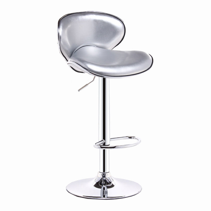 Modern Style Bar-stool with Adjustable Height Low Back Footrest Swivel for Counter Bar White-Silver 1 Piece Clearhalo 'Bar Furniture' 'Bar Stools' 'bar_stools' 'furn' 'furn_bar_stools' 'furniture_bar_stools' 'Kitchen & Dining Furniture' 'kitchen&dining_furn' 'kitchen' 'kitchen_furn' Furniture' 4664702
