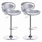 Modern Style Bar-stool with Adjustable Height Low Back Footrest Swivel for Counter Bar White-Silver 2 Piece Set Clearhalo 'Bar Furniture' 'Bar Stools' 'bar_stools' 'furn' 'furn_bar_stools' 'furniture_bar_stools' 'Kitchen & Dining Furniture' 'kitchen&dining_furn' 'kitchen' 'kitchen_furn' Furniture' 4664703