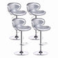 Modern Style Bar-stool with Adjustable Height Low Back Footrest Swivel for Counter Bar White-Silver 4 Piece Set Clearhalo 'Bar Furniture' 'Bar Stools' 'bar_stools' 'furn' 'furn_bar_stools' 'furniture_bar_stools' 'Kitchen & Dining Furniture' 'kitchen&dining_furn' 'kitchen' 'kitchen_furn' Furniture' 4664704