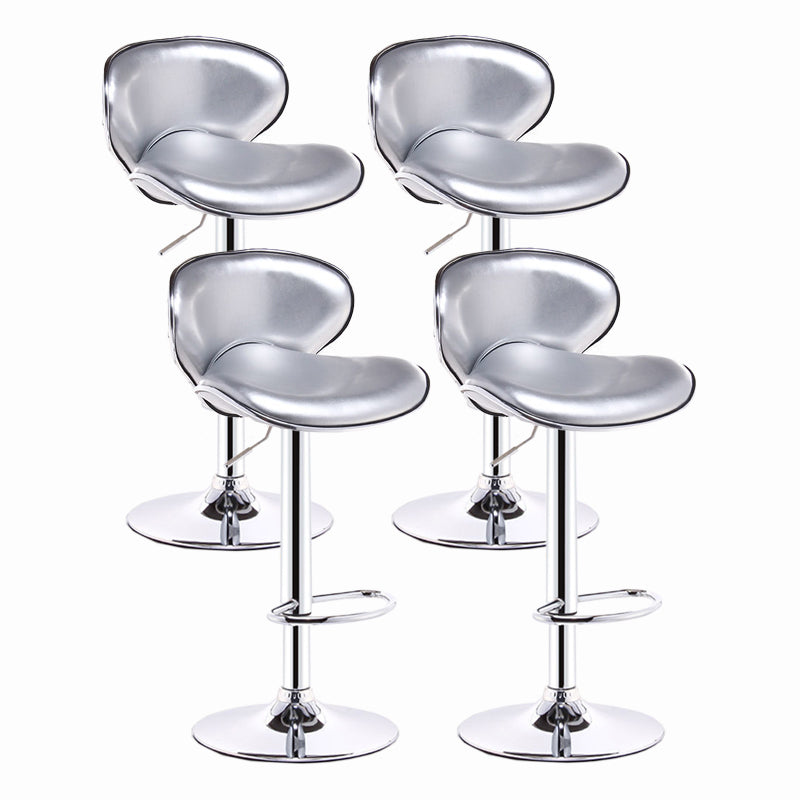 Modern Style Bar-stool with Adjustable Height Low Back Footrest Swivel for Counter Bar White-Silver 4 Piece Set Clearhalo 'Bar Furniture' 'Bar Stools' 'bar_stools' 'furn' 'furn_bar_stools' 'furniture_bar_stools' 'Kitchen & Dining Furniture' 'kitchen&dining_furn' 'kitchen' 'kitchen_furn' Furniture' 4664704