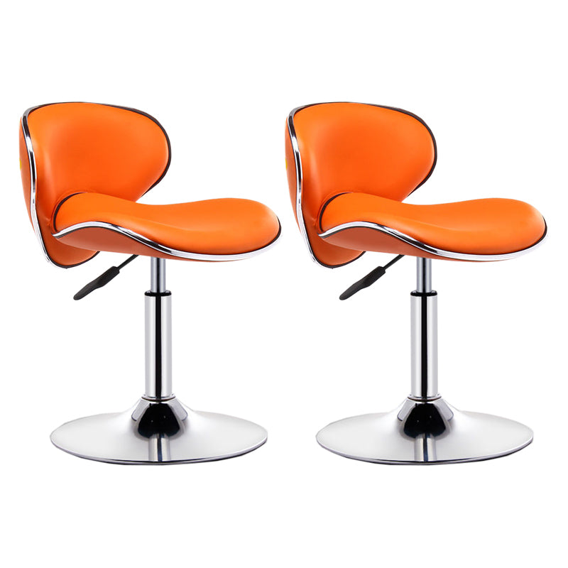 Modern Style Bar-stool with Adjustable Height Low Back Footrest Swivel for Counter Bar Orange 2 Piece Set Clearhalo 'Bar Furniture' 'Bar Stools' 'bar_stools' 'furn' 'furn_bar_stools' 'furniture_bar_stools' 'Kitchen & Dining Furniture' 'kitchen&dining_furn' 'kitchen' 'kitchen_furn' Furniture' 4664706