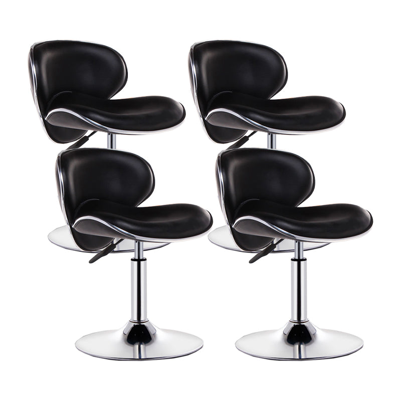 Modern Style Bar-stool with Adjustable Height Low Back Footrest Swivel for Counter Bar Textured Black 4 Piece Set Clearhalo 'Bar Furniture' 'Bar Stools' 'bar_stools' 'furn' 'furn_bar_stools' 'furniture_bar_stools' 'Kitchen & Dining Furniture' 'kitchen&dining_furn' 'kitchen' 'kitchen_furn' Furniture' 4664710
