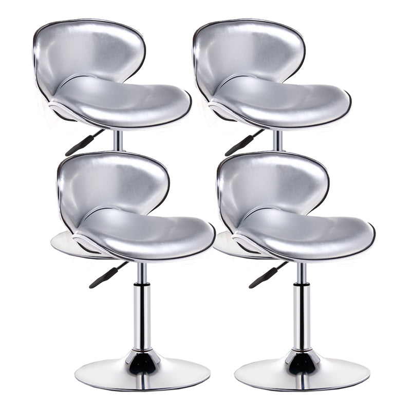 Modern Style Bar-stool with Adjustable Height Low Back Footrest Swivel for Counter Bar Light Silver 4 Piece Set Clearhalo 'Bar Furniture' 'Bar Stools' 'bar_stools' 'furn' 'furn_bar_stools' 'furniture_bar_stools' 'Kitchen & Dining Furniture' 'kitchen&dining_furn' 'kitchen' 'kitchen_furn' Furniture' 4664716